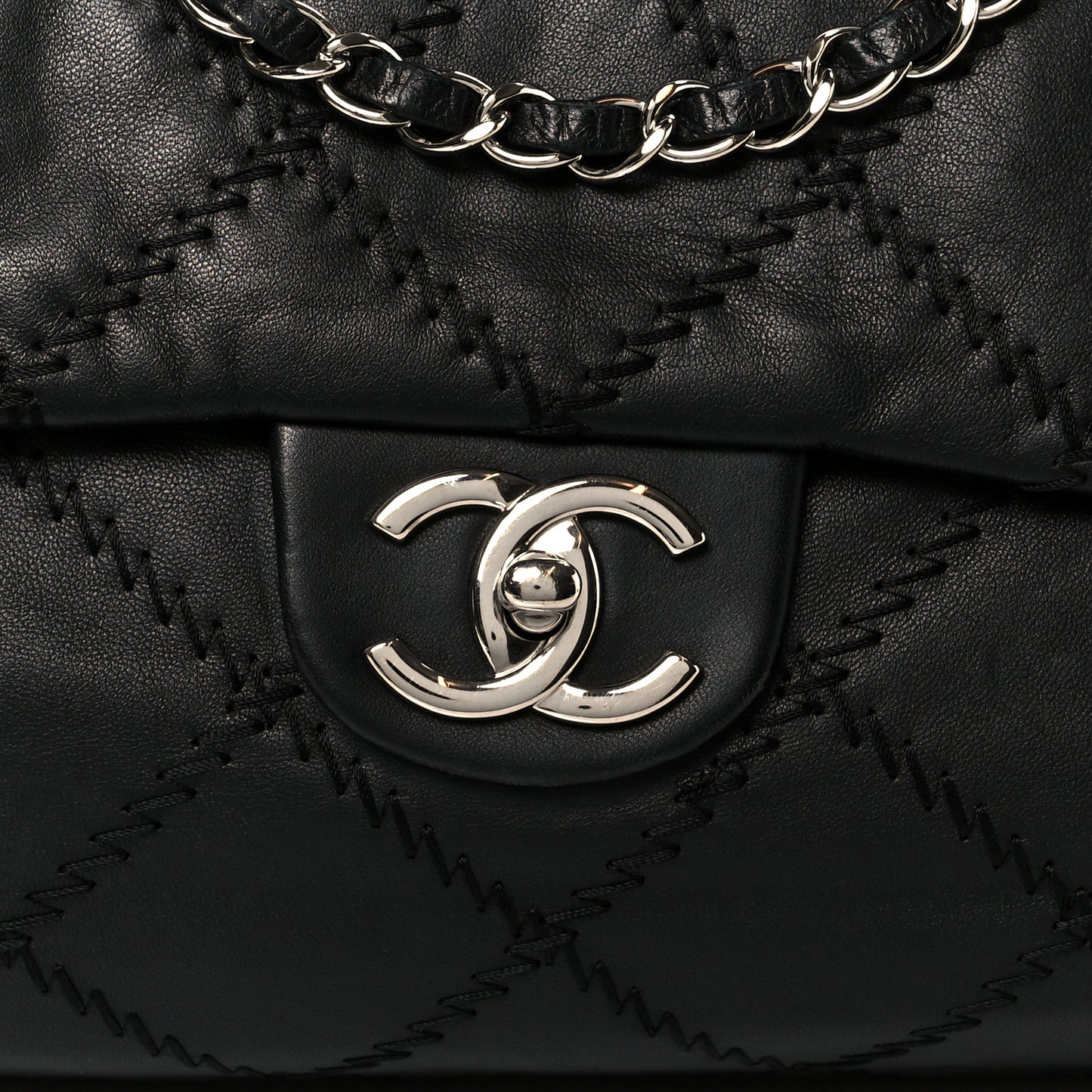 Lambskin Ultimate Stitch Maxi Flap Black