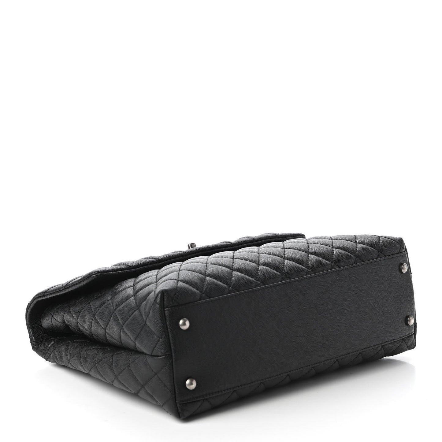 Caviar Lizard Quilted Large Coco Handle Flap Black