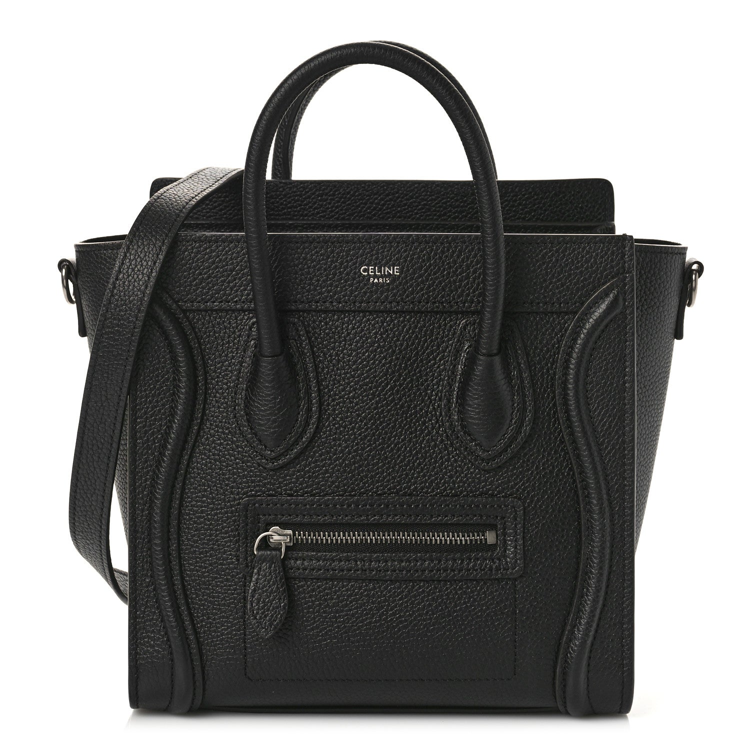 Celine Drummed Calfskin Nano Luggage Black 1 of 8