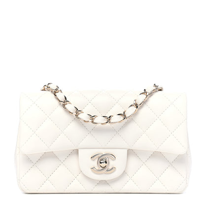 Chanel Lambskin Quilted Mini Rectangular Flap White 1 of 8