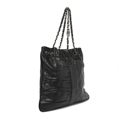 Chanel Lambskin Quilted Pile Ou Face Drawstring Bag Black 3 of 10