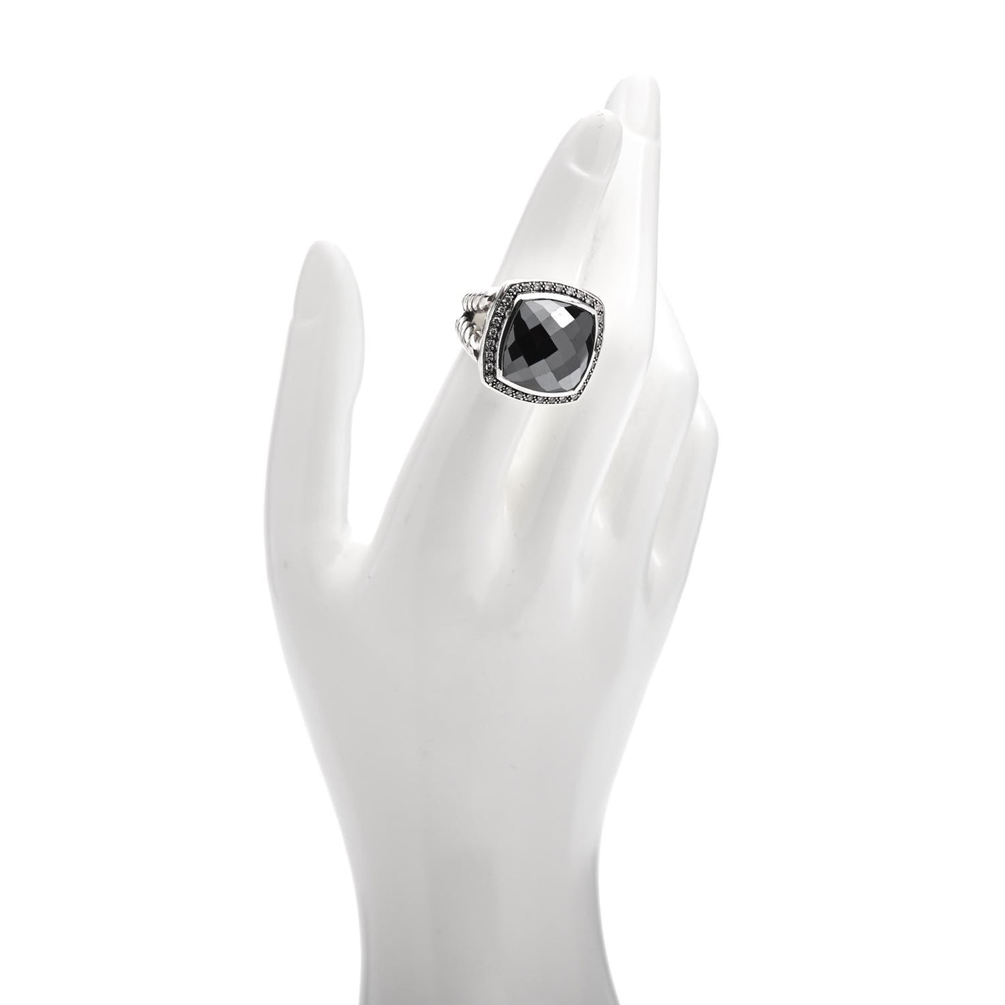 Sterling Silver Diamond Hematine 17mm Albion Ring 52 6