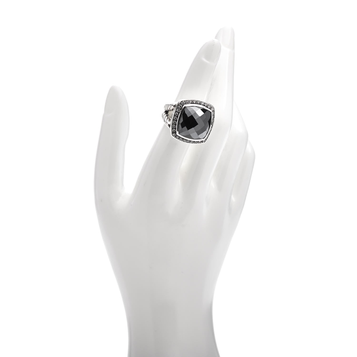 David Yurman Sterling Silver Diamond Hematine 17mm Albion Ring 52 6 2 of 5