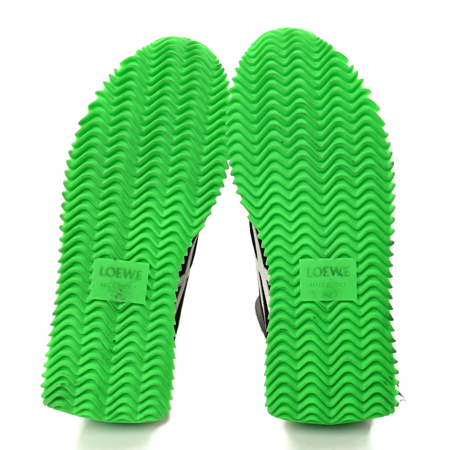 Suede Nylon Flow Runner Sneakers 42 Black Neon Green