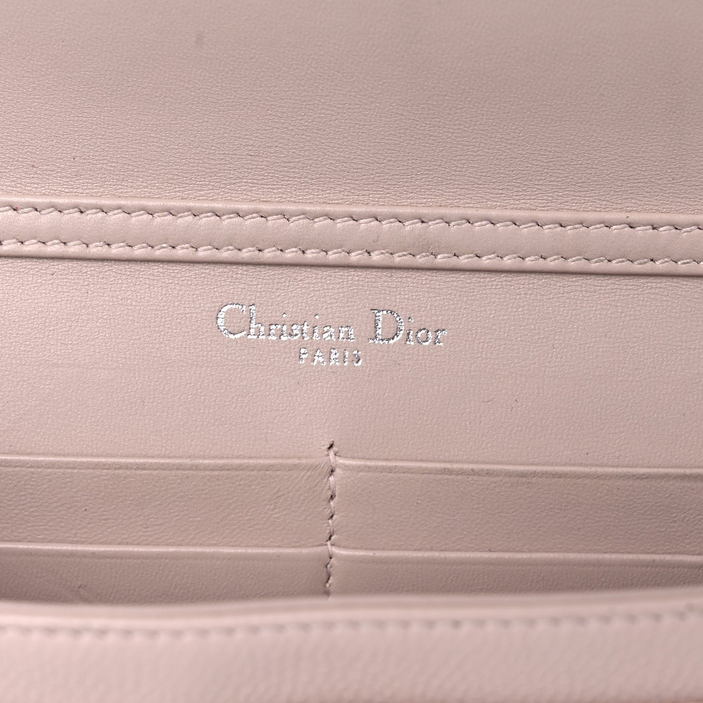Grained Calfskin Diorama Wallet on Chain Pouch Rose Poudre