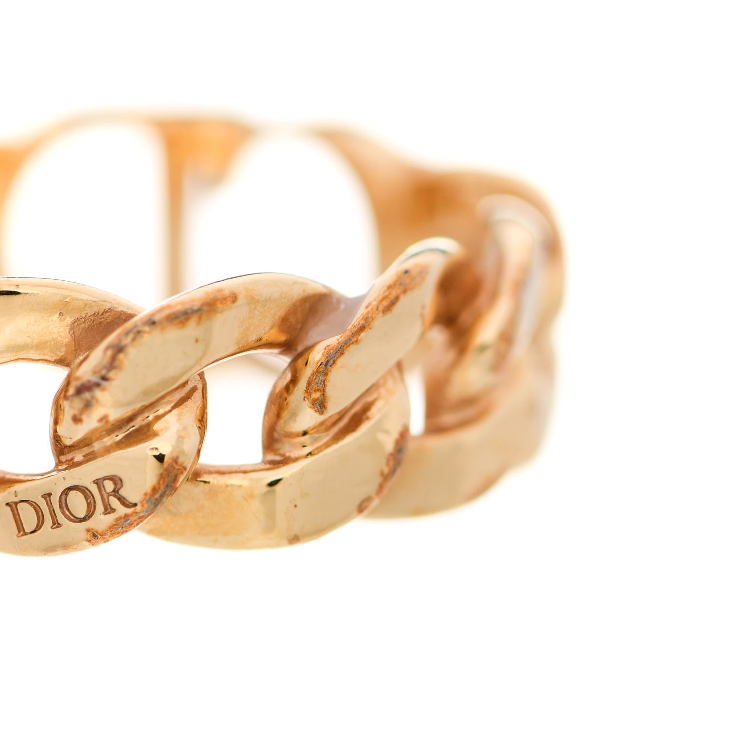 Christian Dior Metal Danseuse Etoile Chain Ring L Gold 6 of 7