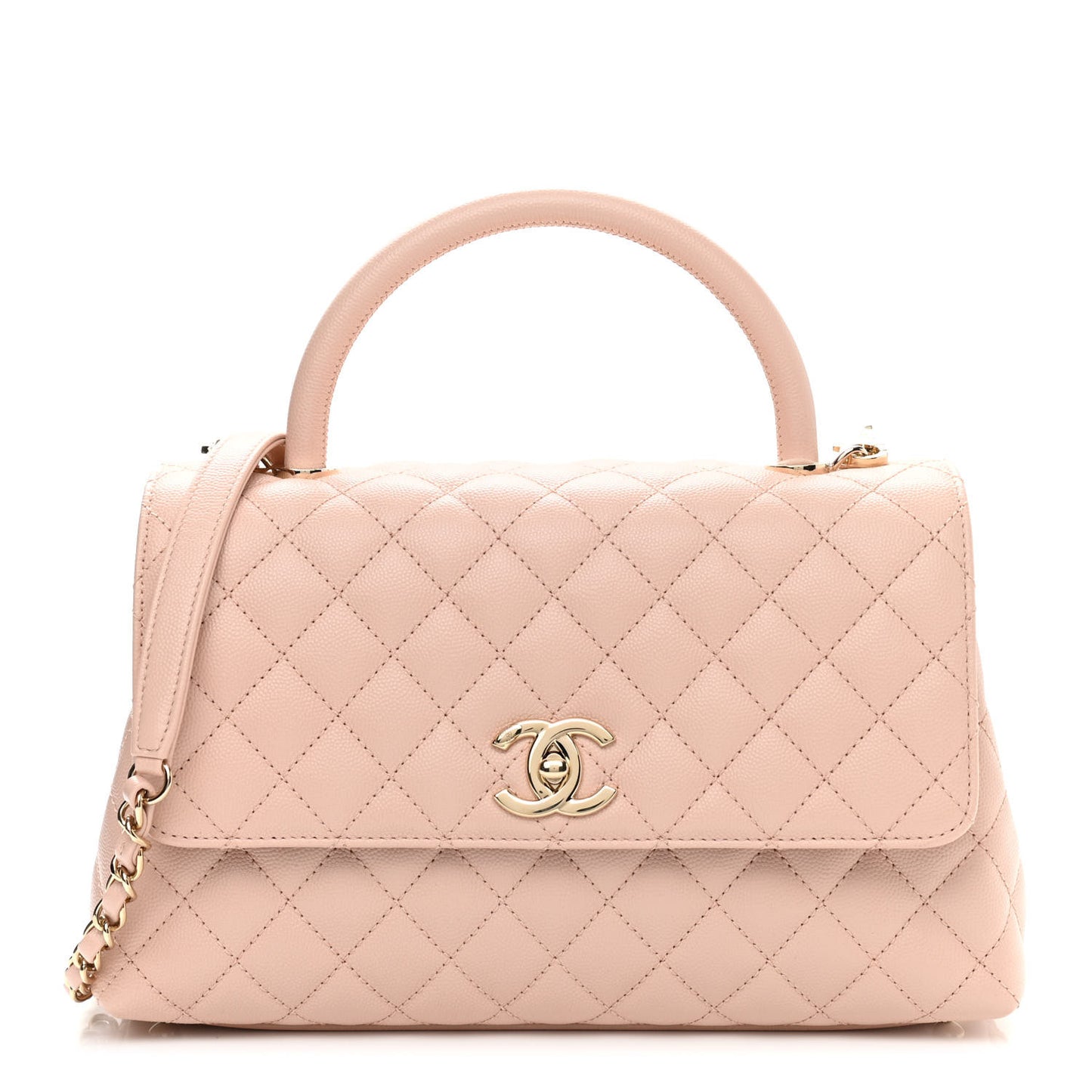 Caviar Quilted Small Coco Handle Flap Light Pink