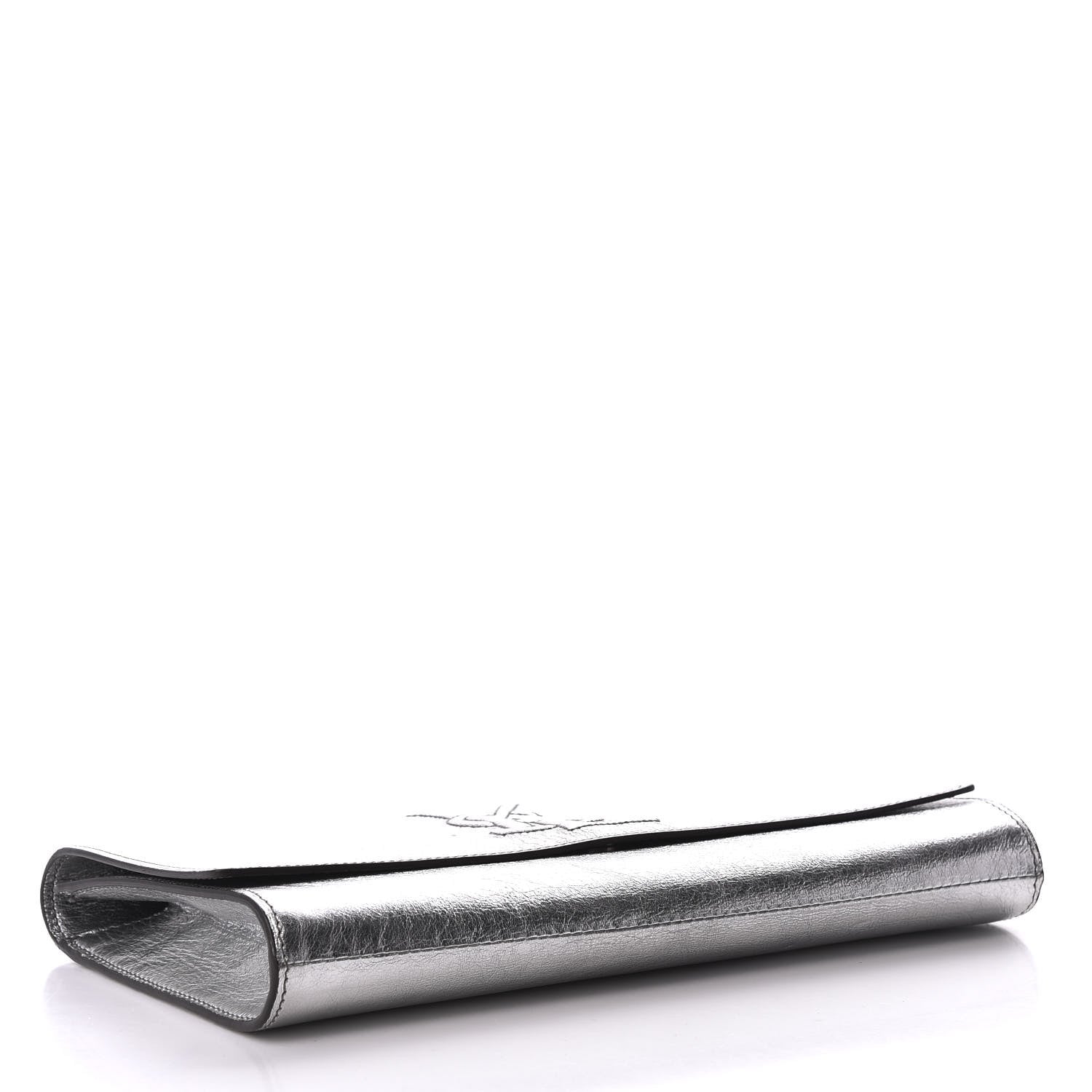 Saint Laurent Metallic Calfskin Monogram Large Belle De Jour Clutch Silver 4 of 7