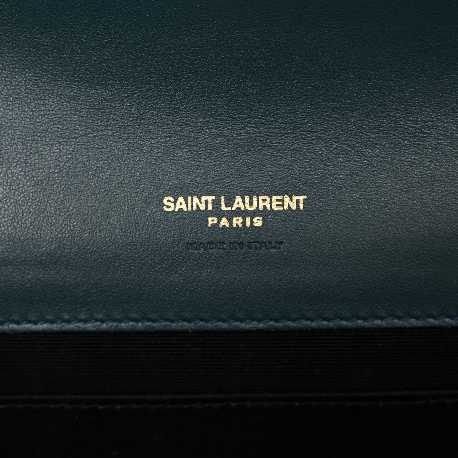 Saint Laurent Calfskin Crocodile Embossed Monogram Cassandre Flap Pouch Foliage Green 6 of 8