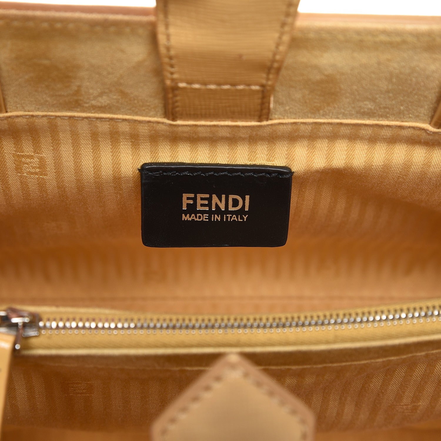 Fendi Vitello Vernice Camoscio Petite 2Jours Tote Alchemy Yellow 7 of 16