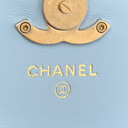 Chanel Lambskin Lacquered Metal Quilted Flap Chain Belt Bag Blue 6 of 12