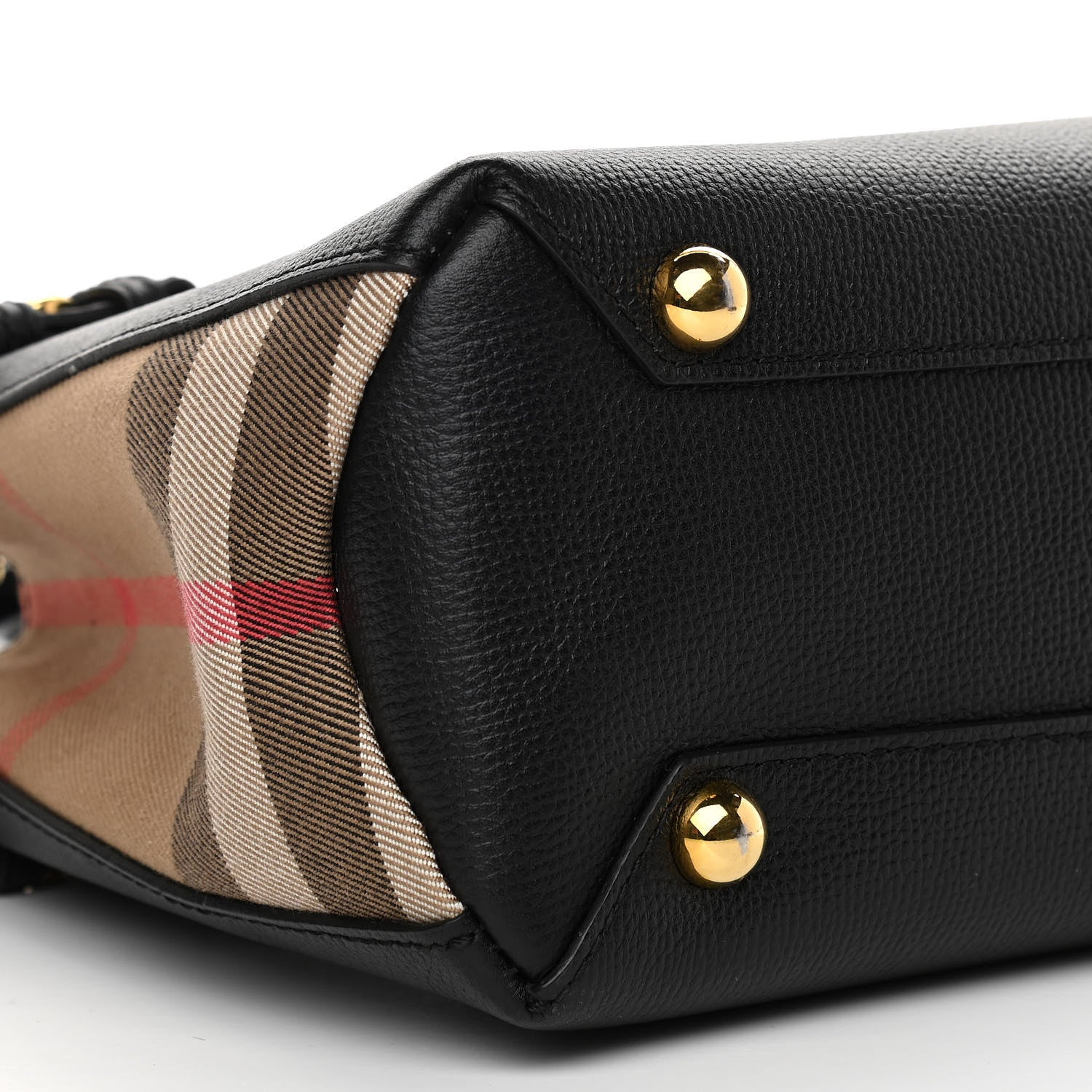 Burberry Derby Calfskin House Check Small Banner Tote Black 9 of 10