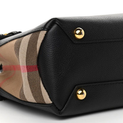Burberry Derby Calfskin House Check Small Banner Tote Black 9 of 10