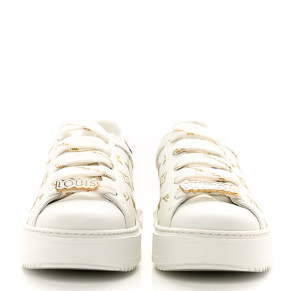 Louis Vuitton Calfskin Monogram Debossed Time Out Sneakers 39 White Gold 2 of 10