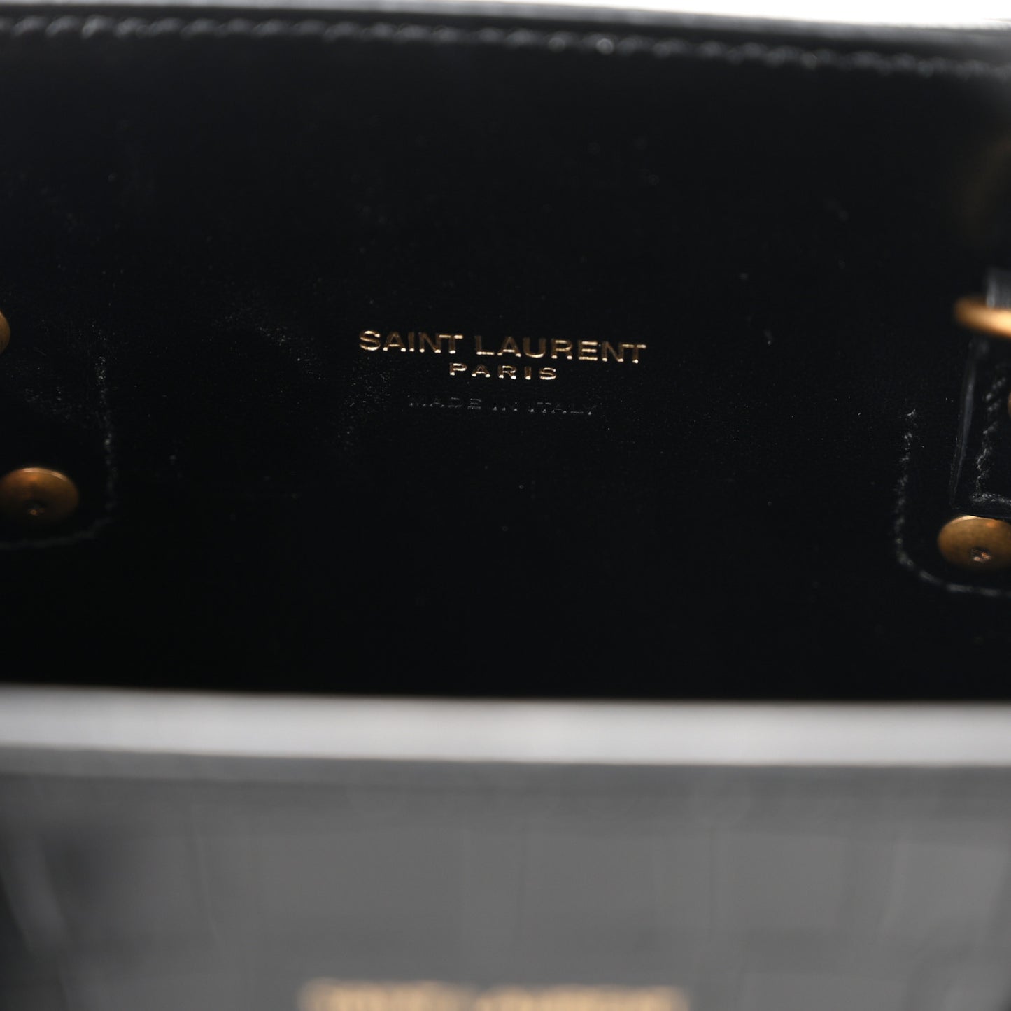 Calfskin Crocodile Embossed Baby Sac De Jour Black