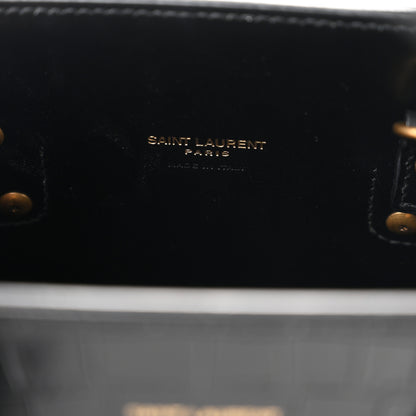 Saint Laurent Calfskin Crocodile Embossed Baby Sac De Jour Black 7 of 10