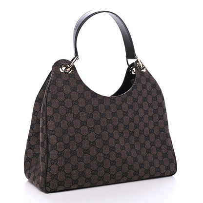 Gucci Denim Monogram Hobo Brown 2 of 4