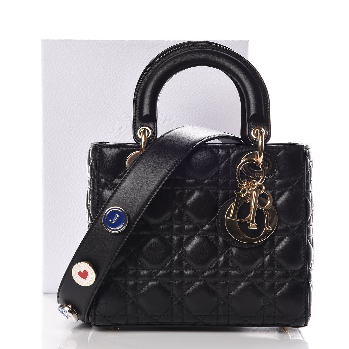 Lambskin Cannage Small Lucky Badges My Lady Dior Black