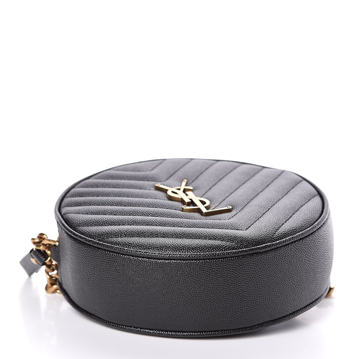 Grain De Poudre Matelasse Chevron Quilted Round Vinyle Camera Bag Black