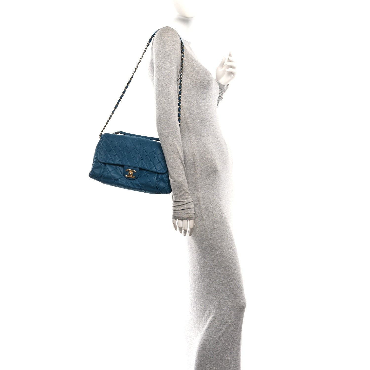 Chanel Iridescent Calfskin Large Chic Quilt Flap Blue 2 of 10