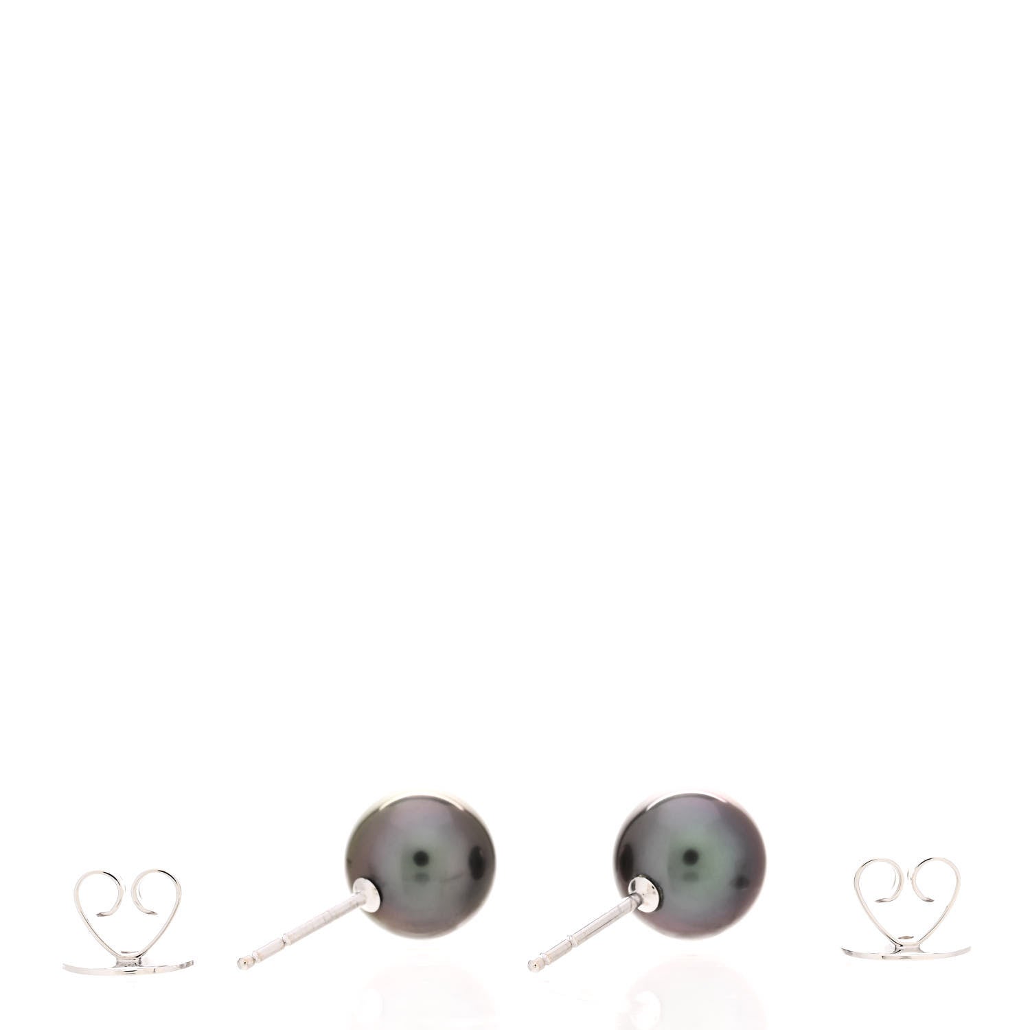Mikimoto 18K White Gold Black South Sea Pearl 9mm Stud Earrings 3 of 5