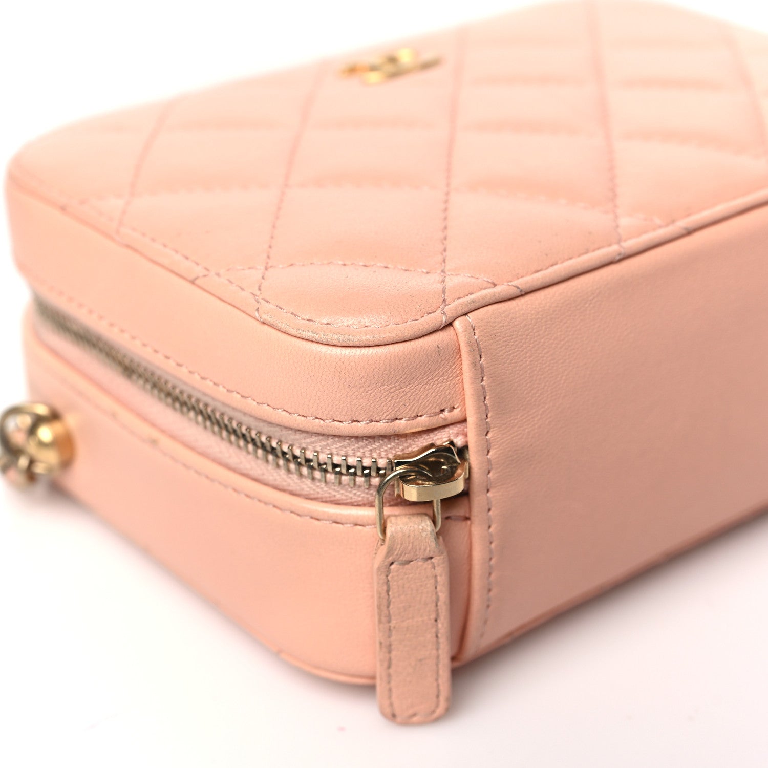Chanel Lambskin Quilted CC Pearl Crush Camera Case Light Pink 9 of 11