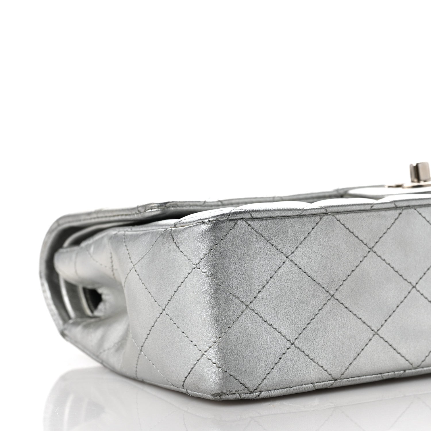 Chanel Metallic Lambskin Quilted Medium Double Flap Silver 8 of 9