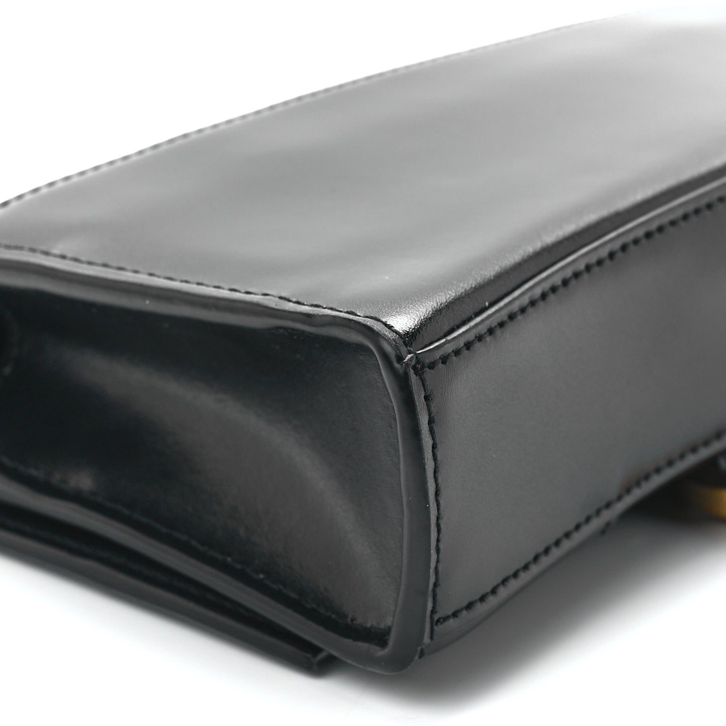 Shiny Box Calfskin Hourglass Chain Bag Black