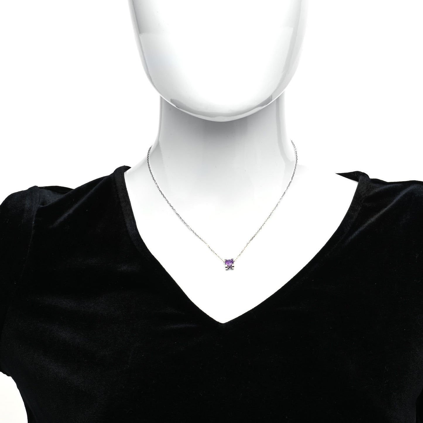 18K White Gold Amethyst C De Cartier Pendant Necklace