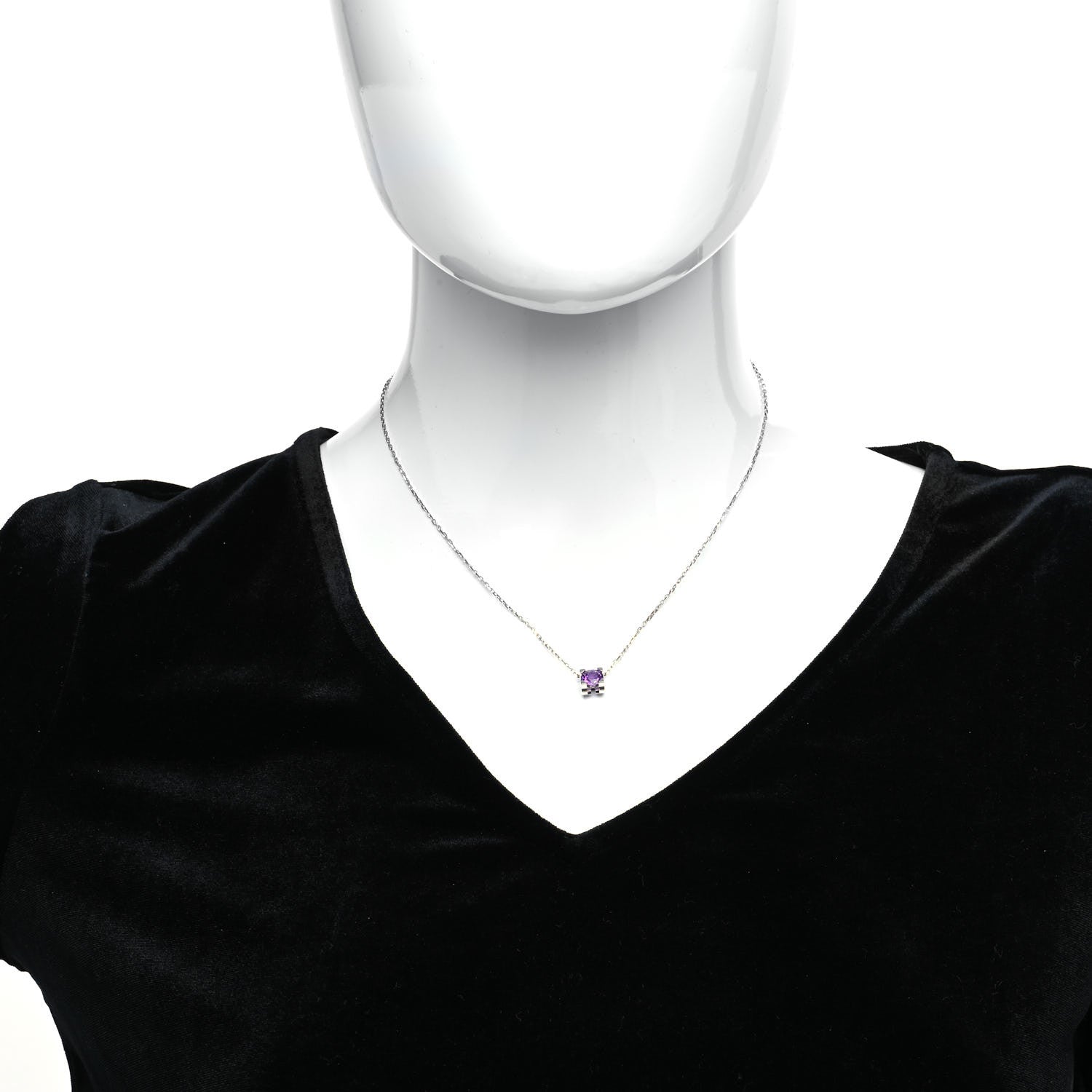 Cartier 18K White Gold Amethyst C De Cartier Pendant Necklace 2 of 6