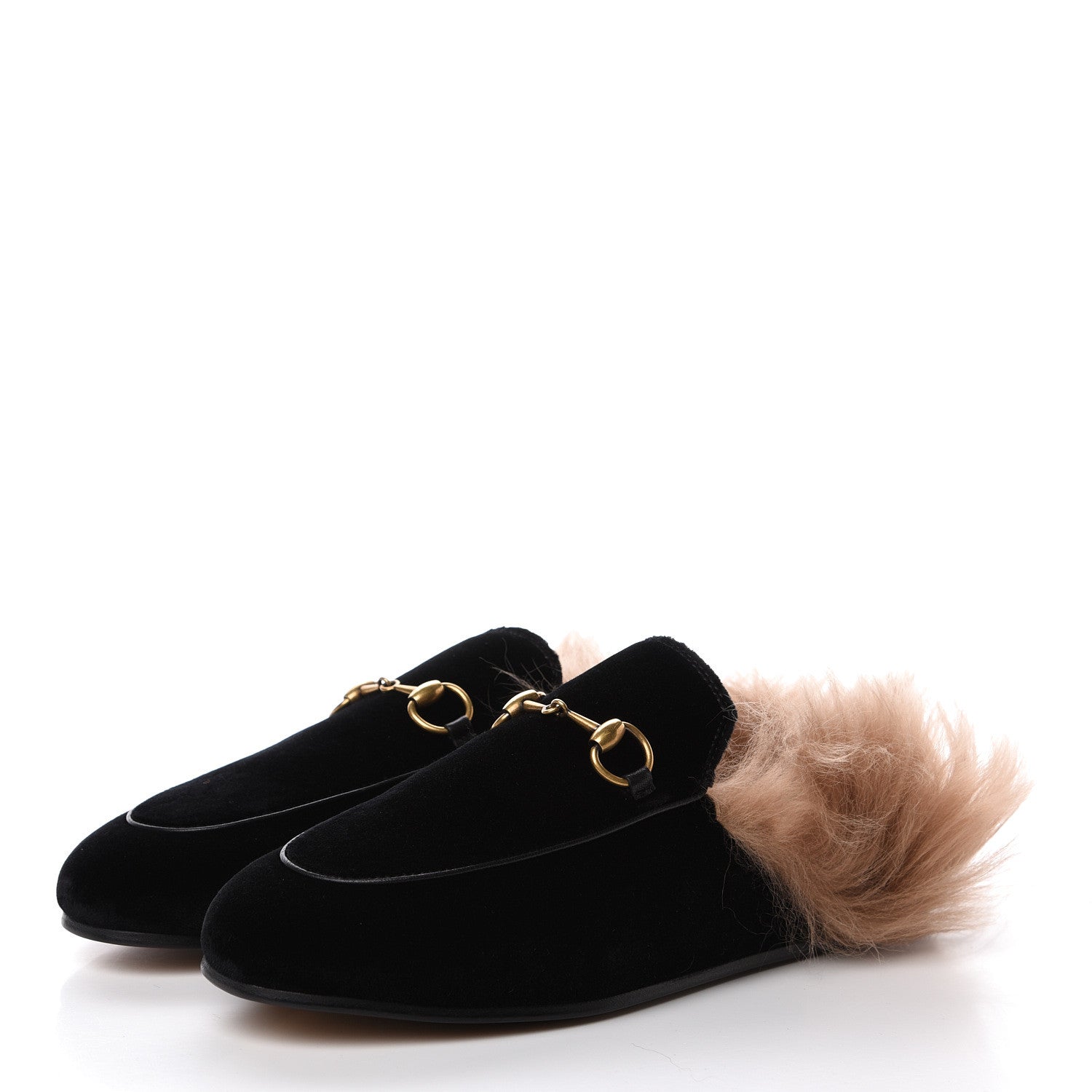 Gucci Velvet Fur Womens Princetown Slippers 36.5 Black 3 of 11
