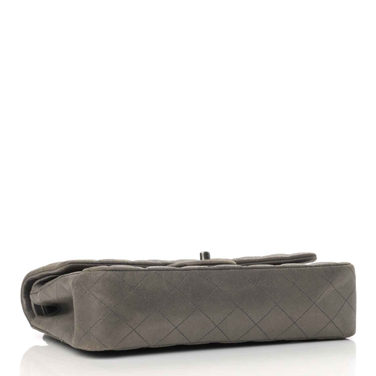 Chanel Metallic Lambskin Quilted Medium Double Flap Pewter 4 of 17