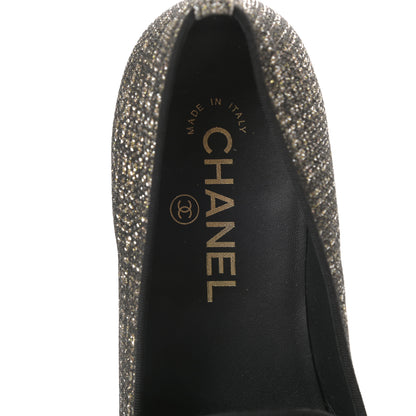 Chanel Fantasy Tweed CC Mocassin Loafers 38 Silver 7 of 12