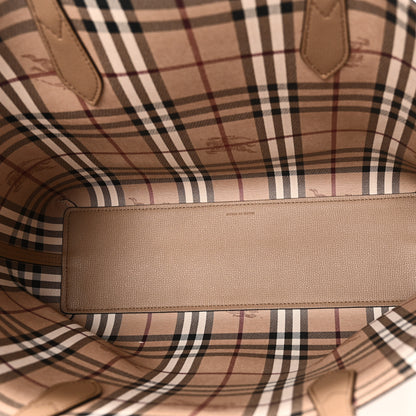 Burberry Grainy Calfskin Haymarket Check Medium Reversible Tote Mid Camel 8 of 18