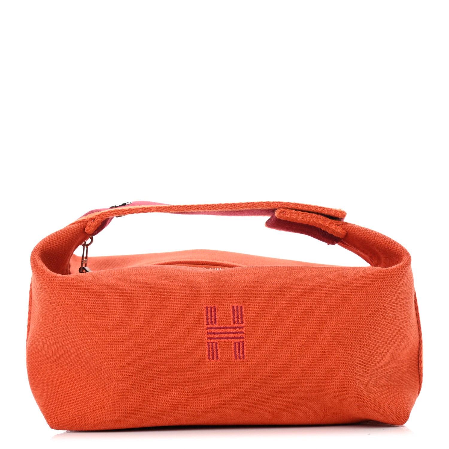 Hermes Canvas Small Bride-A-Brac Pouch Orange Burgundy 1 of 8