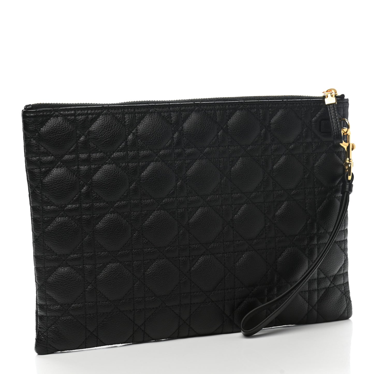 Supple Calfskin Cannage Large Caro Daily Pouch Black