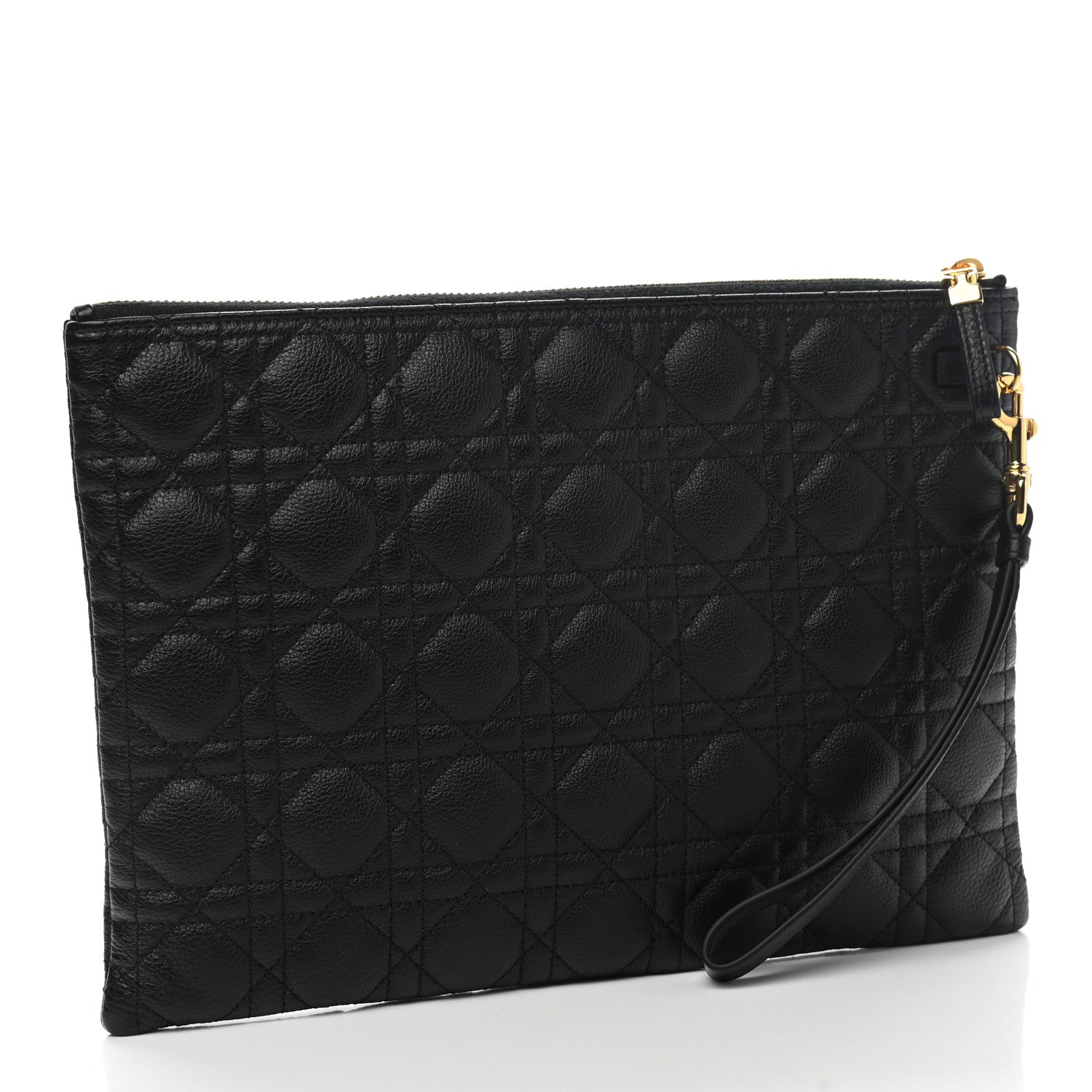 Christian Dior Supple Calfskin Cannage Large Caro Daily Pouch Black 3 of 7