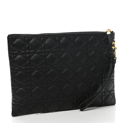 Christian Dior Supple Calfskin Cannage Large Caro Daily Pouch Black 3 of 7