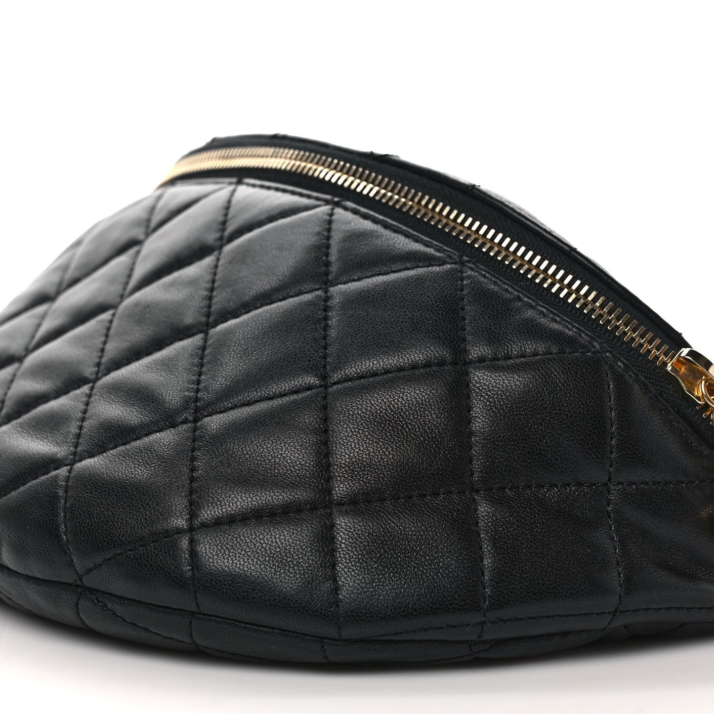 Lambskin Pearl Quilted CC Belt Bag Black