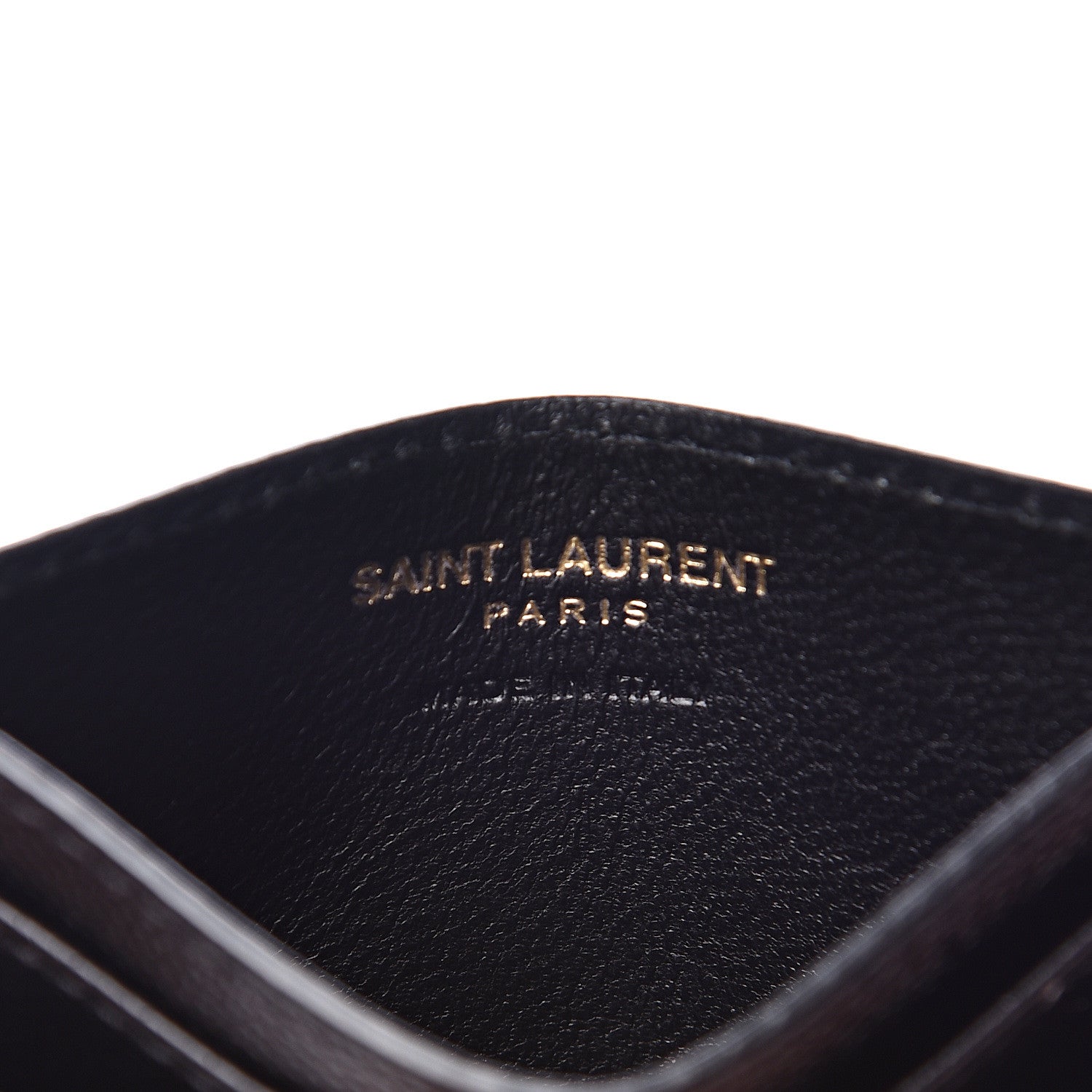 Saint Laurent Grain De Poudre Matelasse Chevron Monogram Credit Card Case Black 6 of 8