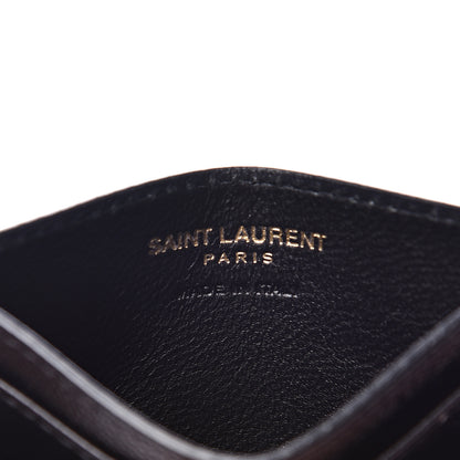 Saint Laurent Grain De Poudre Matelasse Chevron Monogram Credit Card Case Black 6 of 8