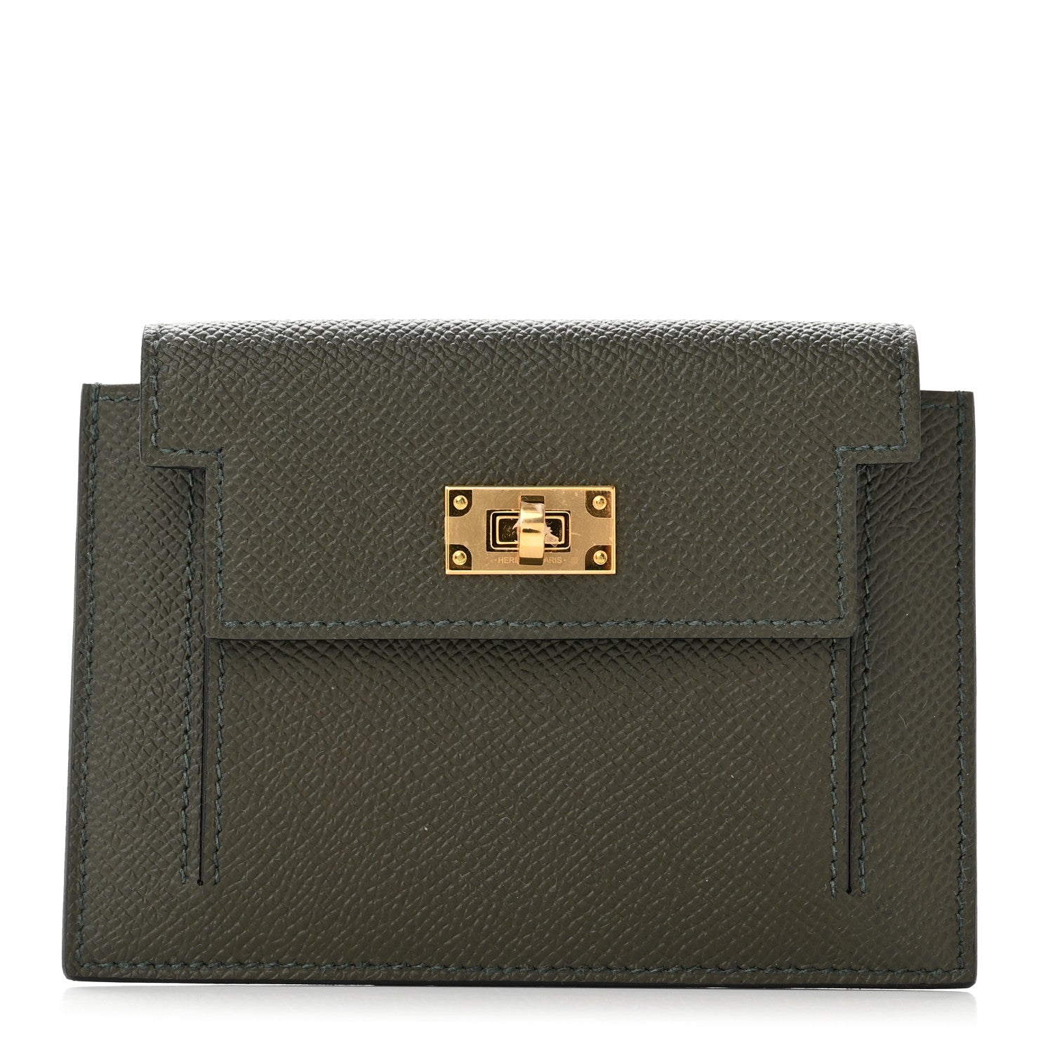 Hermes Epsom Kelly Pocket Compact Wallet Vert De Gris 1 of 8