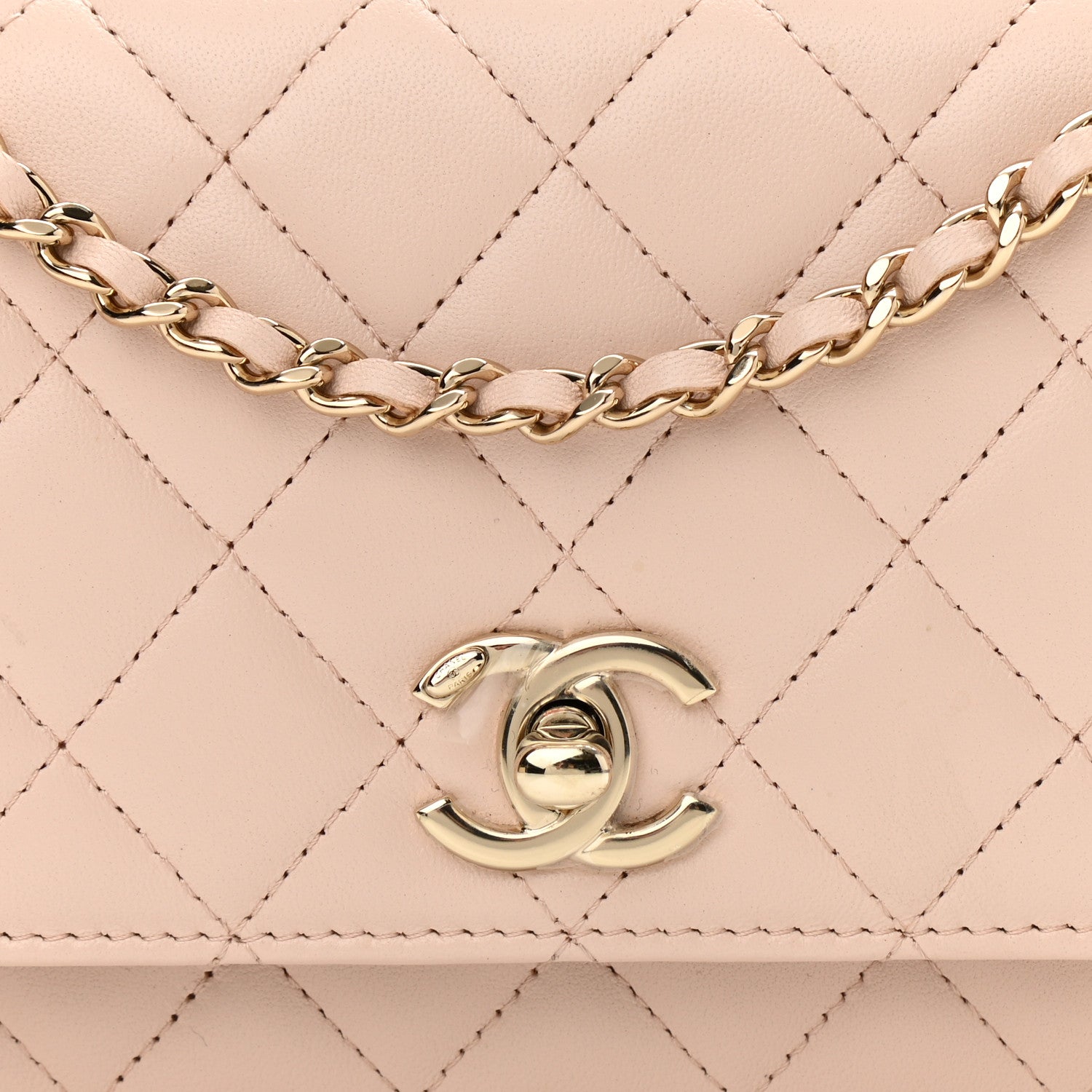 Chanel Lambskin Quilted Trendy CC Wallet On Chain WOC Light Beige 9 of 11