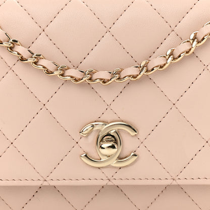 Chanel Lambskin Quilted Trendy CC Wallet On Chain WOC Light Beige 9 of 11