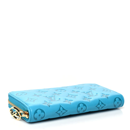 Louis Vuitton Lambskin Embossed Monogram Coussin Zippy Wallet Turquoise 4 of 7