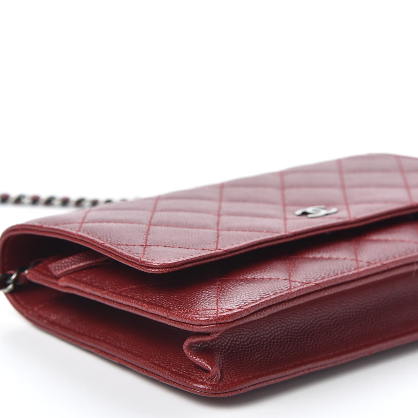Caviar Quilted Wallet on Chain WOC Red