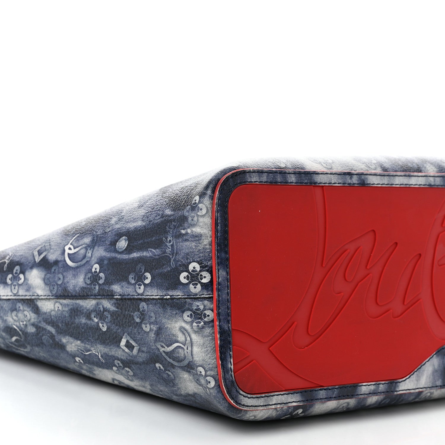 Christian Louboutin Metallic Calfskin Tie Dye Spikes East West Cabata Tote Blue Multicolor 9 of 10