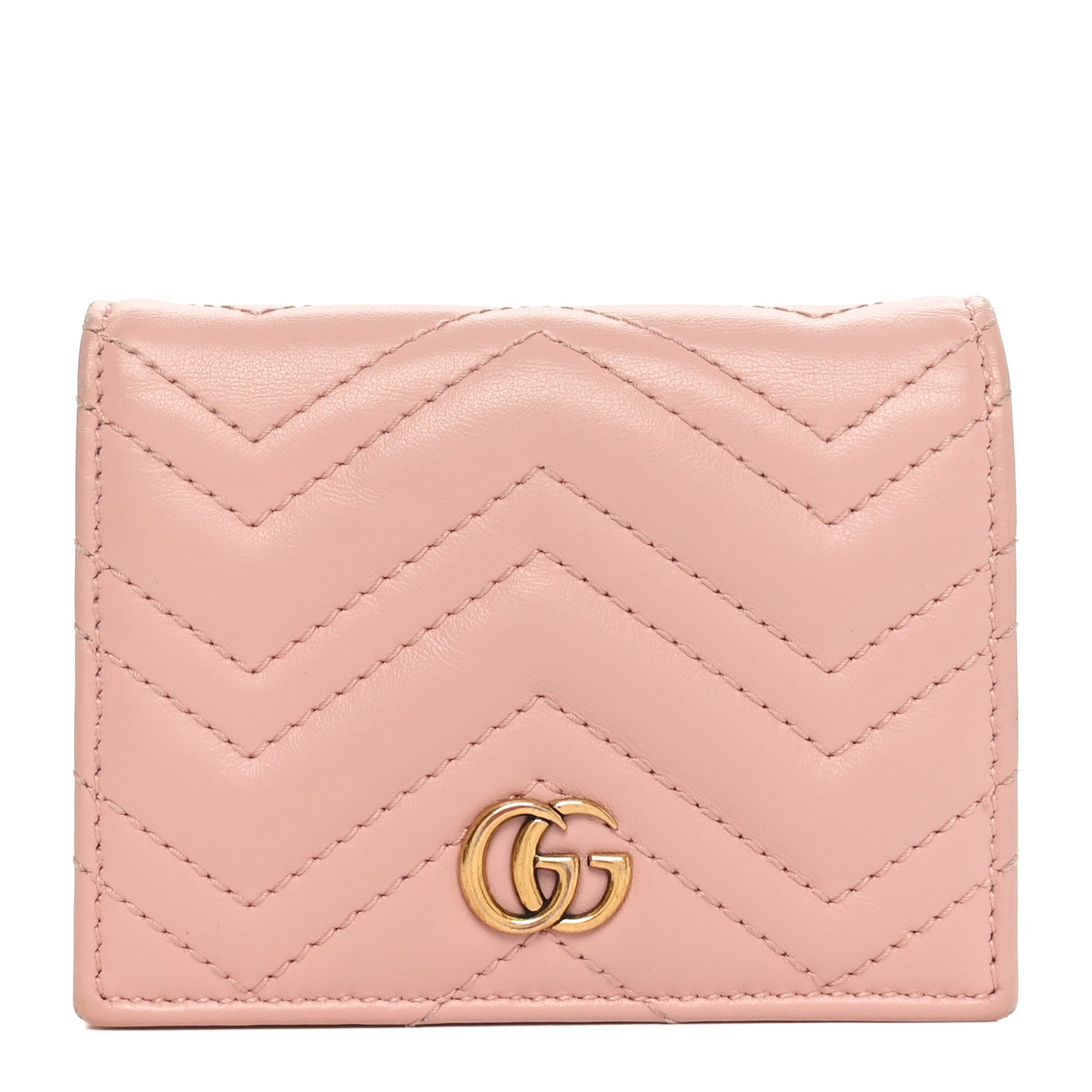 Gucci Calfskin Matelasse GG Marmont Card Case Wallet Perfect Pink 1 of 10