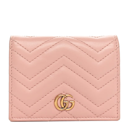 Gucci Calfskin Matelasse GG Marmont Card Case Wallet Perfect Pink 1 of 10