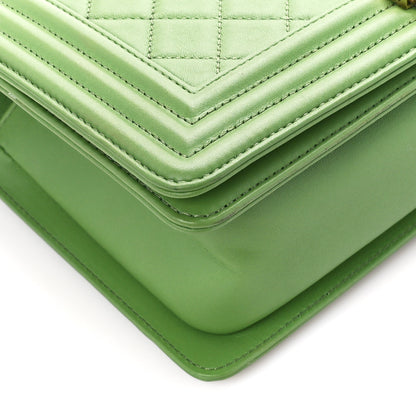 Chanel Lambskin Quilted Medium Boy Flap Green 9 of 10